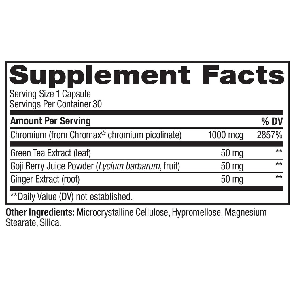 OLLY Combat Cravings, Metabolism & Energy Support Supplement,1000 mcg Chromium, Green Tea, Goji Berry, Ginger - 30 Count