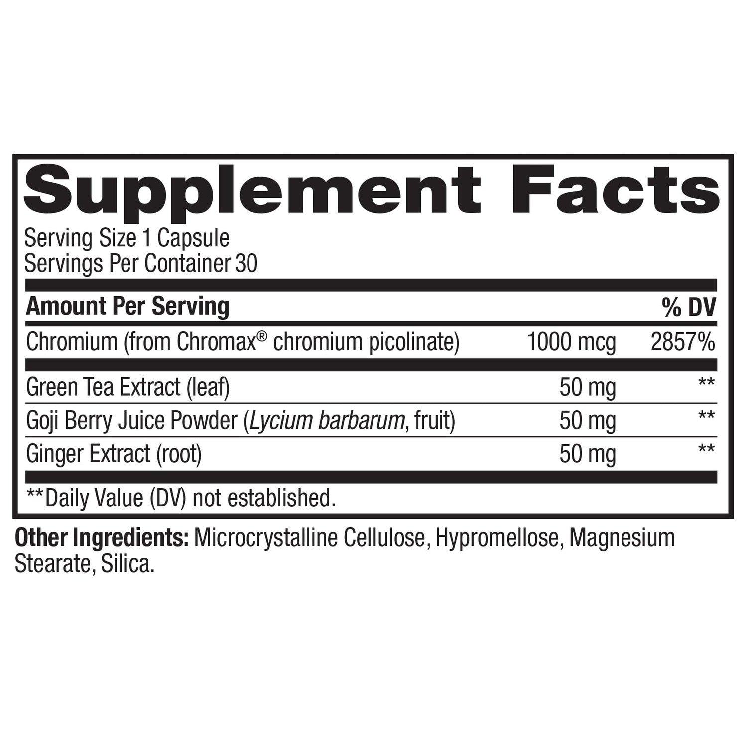 OLLY Combat Cravings, Metabolism & Energy Support Supplement,1000 mcg Chromium, Green Tea, Goji Berry, Ginger - 30 Count
