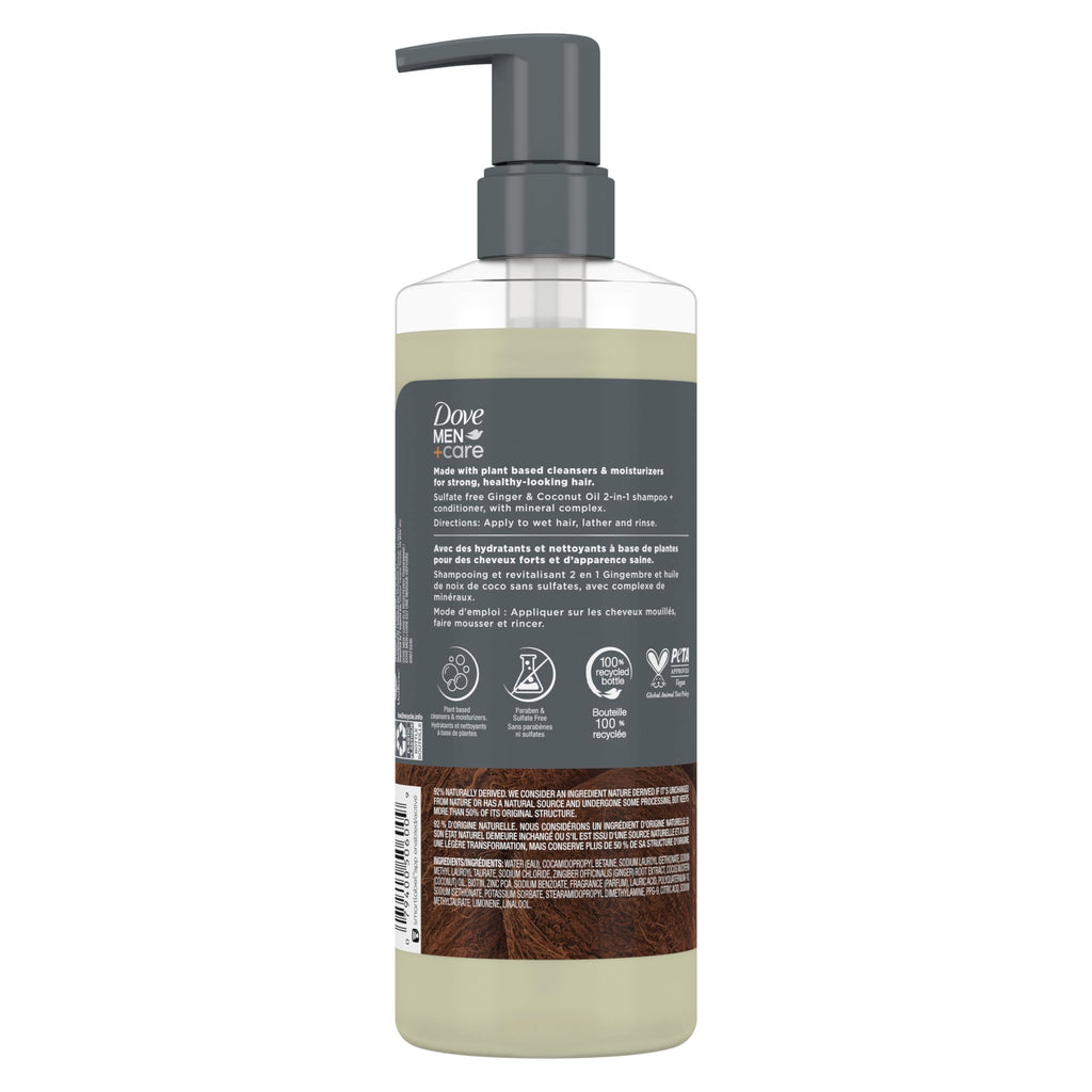 Dove Men+Care Hydrating 2-in-1 Shampoo & Conditioner for Dry Hair 17.5oz | For men's hair hydration Ginger & Coconut Oil plus Mineral Complex help deliver healthier, hydrated hair in one step