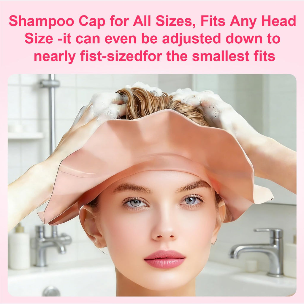 Shampoo Cap Shield Adjustable Waterproof Soft BPA Free Shower Cap Head Ear Eye Stretchable Hair Washing Shield for Hair Washing, Soft Eye & Ear Protection for Whole Family gifts