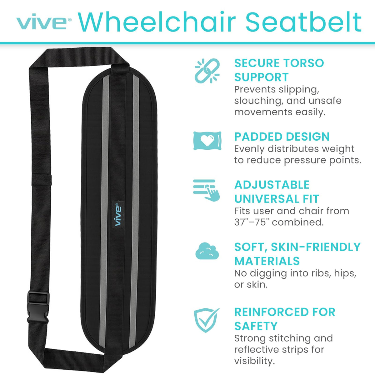 Vive Wheelchair Seatbelt - Safety Belt for the Elderly - Harness for Adults