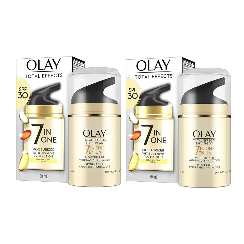 Olay Facial Moisturizing Lotion SPF 30 Total Effects for Dry Skin, 7 Benefits including Minimize Pores, Anti-Aging, 1.7 oz