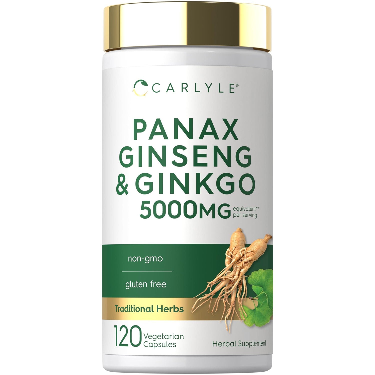Carlyle Panax Ginseng & Ginkgo | 120 Vegetarian Capsules | Non-GMO & Gluten Free Supplement