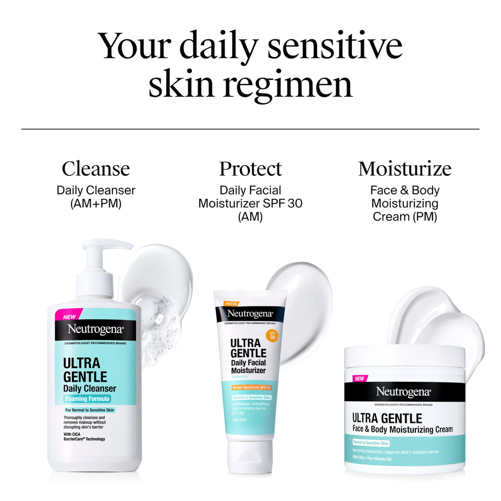 Neutrogena Ultra Gentle Foaming Facial Cleanser, Fragrance Free, 16 fl. oz | Sensitive Skin, Daily Face Wash, Removes Dirt Oil & Makeup Without Over-Drying, Soap-Free