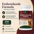Canine Dewormer for Dogs (fenbendazole),for Treatment and Control of Tapeworms, Roundworms, Hookworms and Whipworms,100 Tablets, 100 mg per Tablet, Oral Tablets with Weight-Based Directions