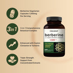NatureBell Berberine Supplement 1,500mg with Ceylon Cinnamon & Turmeric Root, 240 Veggie Capsules | 97% Pure Berberine HCL | Supports Balanced Sugar Levels & Heart Health | Vegan, Non-GMO