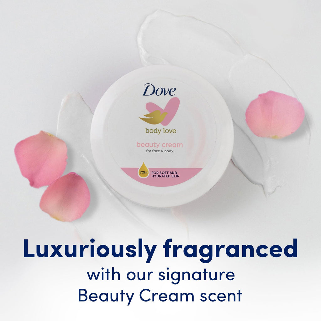 Dove Nourishing Body Care, Face, Hand, and Body Beauty Cream for Normal to Dry Skin Lotion for Women with 24-Hour Moisturization, 4-Pack, 2.53 Oz Each Jar