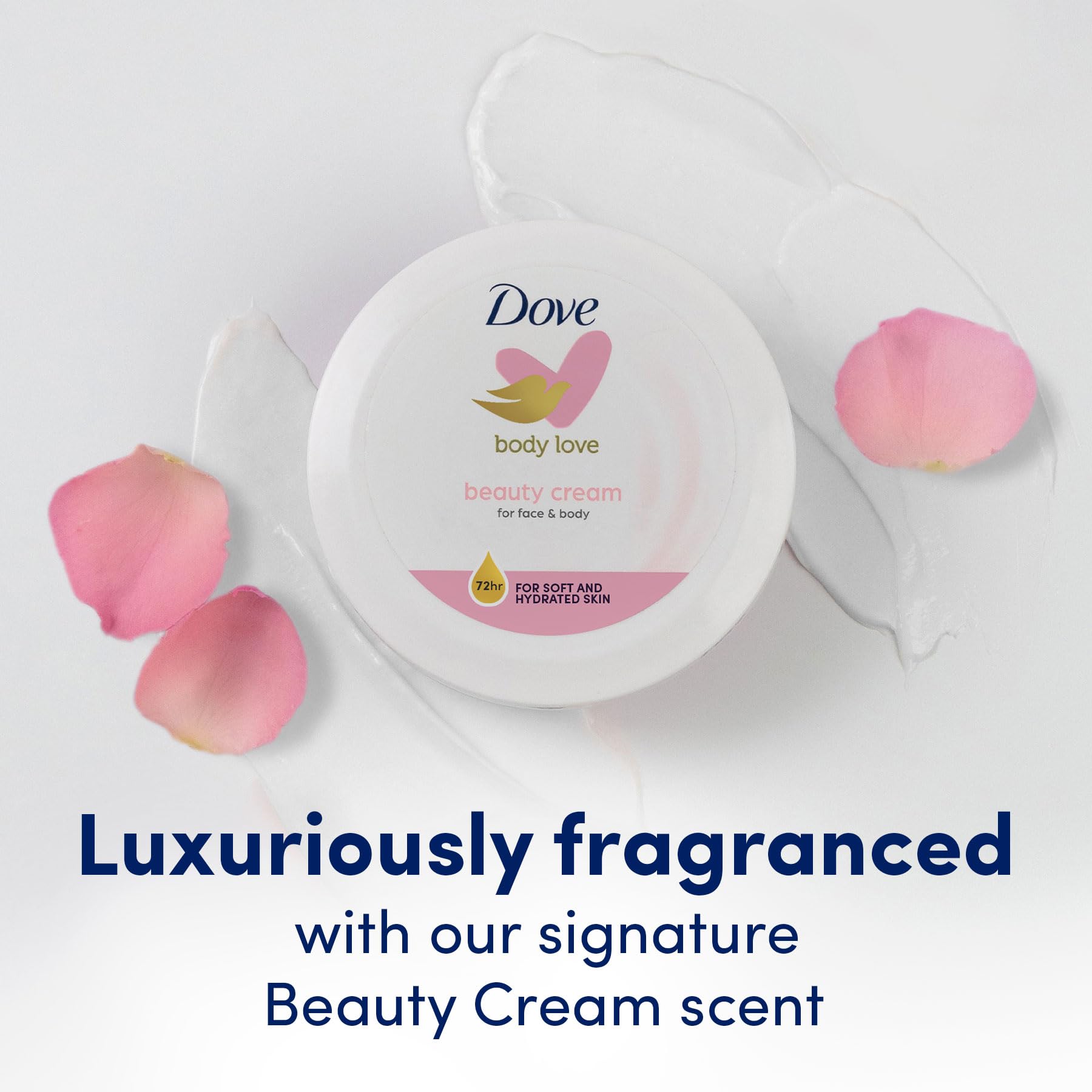Dove Nourishing Body Care, Face, Hand, and Body Beauty Cream for Normal to Dry Skin Lotion for Women with 24-Hour Moisturization, 4-Pack, 2.53 Oz Each Jar
