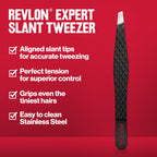Revlon Expert Slant Tip Tweezer, Black, 1 Count | High precision stainless steel slant tweezer for easy, accurate hair removal.
