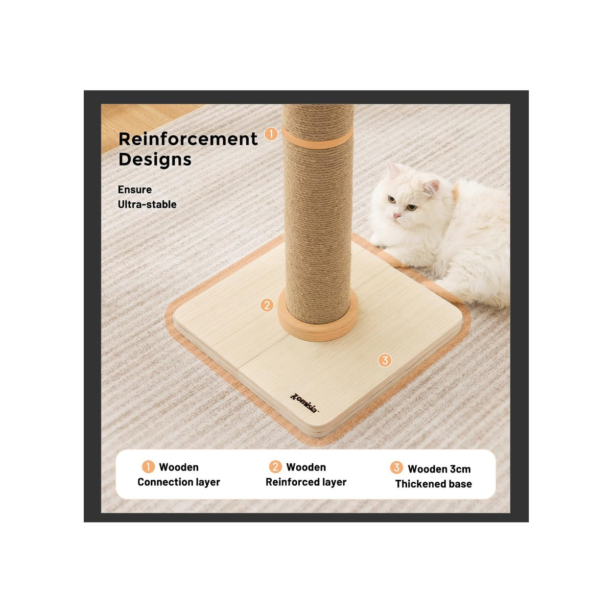 ZOMISIA 35'' Tall Cat Scratching Post for Indoor Cats Adults
