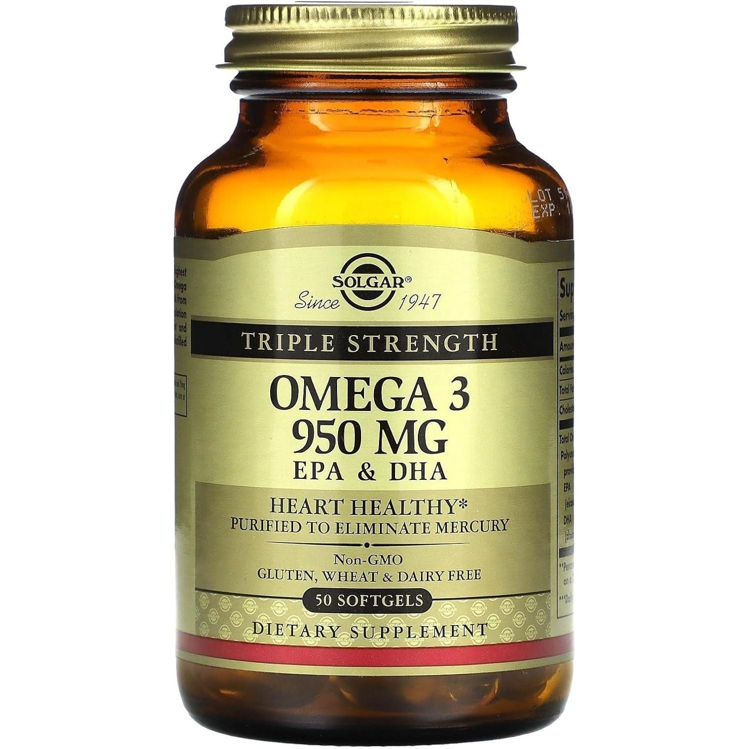 Buy now Solgar Triple Strength Omega 3 950 mg - 50 Softgels - Supports Joint & Skin Health - Non-GMO, Gluten Free, Dairy Free - 50 Servings at indiglob india