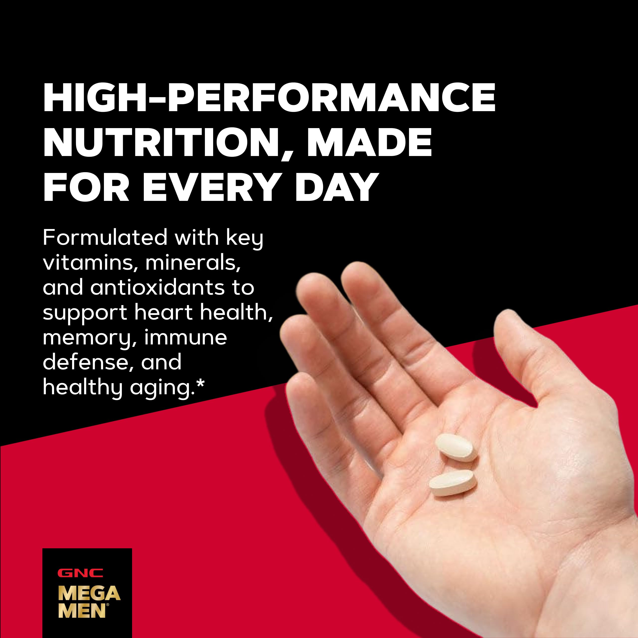 GNC Mega Men 50 Plus Multivitamin for Men | Antioxidants | Heart Health | Prostate and Circulatory Support | 120 Count | Clinically Studied Antioxidant Formula Supports Heart Health, Prostate Health, and Protection Against Free Radicals