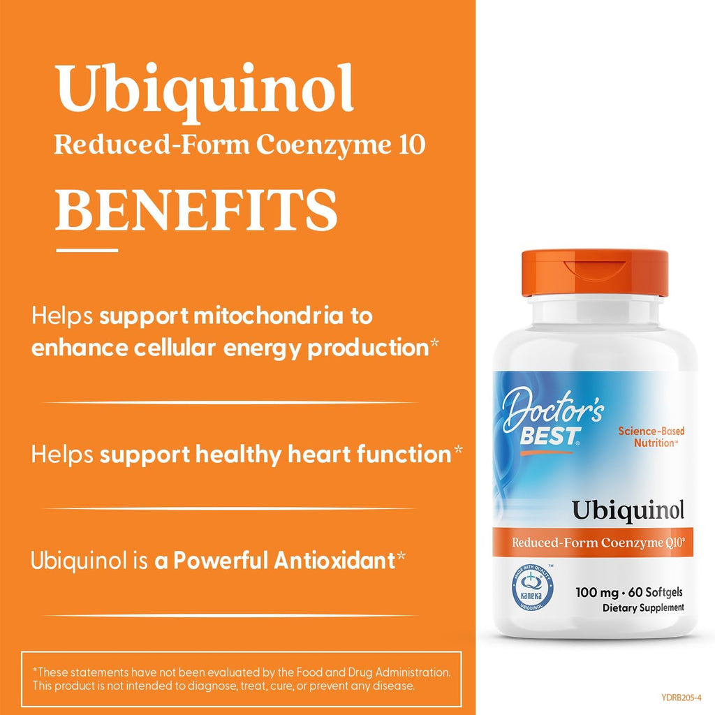 Buy now Doctors Best Ubiquinol, Reduced-Form Coenzyme Q10, Non-GMO, Gluten Free, Soy Free 60 Softgels at indiglob india