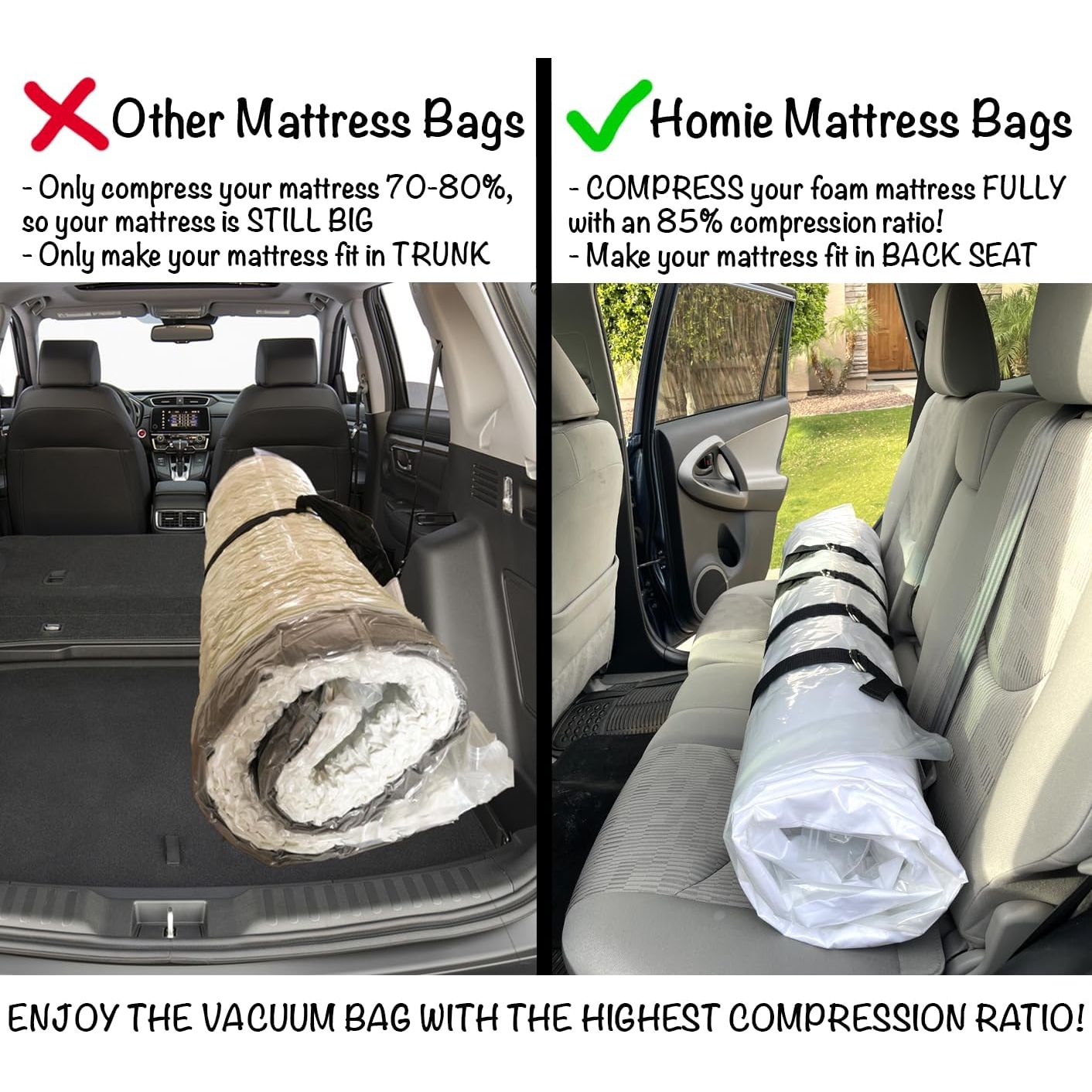 Buy now Mattress Vacuum Bag for Moving, Vacuum Seal Mattress Bag for Memory Foam or Inner Spring Mattresses, Compression and Storage for Returns, Leakproof Valve and Double Zip Seal (Queen/Full/Full-XL) at indiglob india