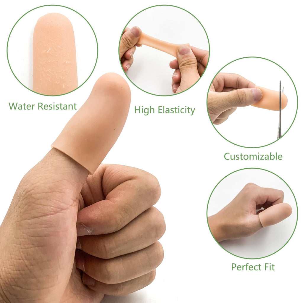 10 Pack Silicone Gel Finger Cots, Finger Protector Caps for Thumb Care