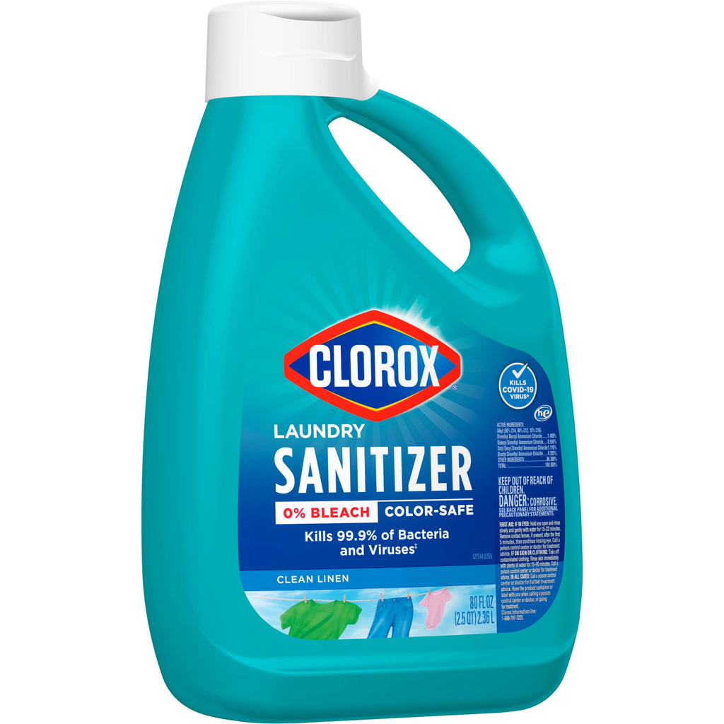 Buy now CLOROX Laundry Sanitizer, 0% Bleach, Color Safe, Clean Linen, Fresh, 80 Fl oz, Pack of 2 (Pack May Vary) at indiglob india