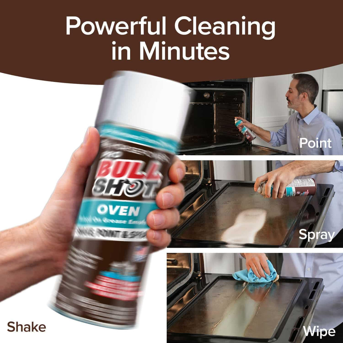 Bull Shot Oven Pro, AS SEEN ON TV, Cling Foam Melts Away Baked-On Grease, Char & Food In Minutes, Professional Strength, Shake, Point & Spray, Made in the USA, Ovens, Racks, Drip Pans & Broilers