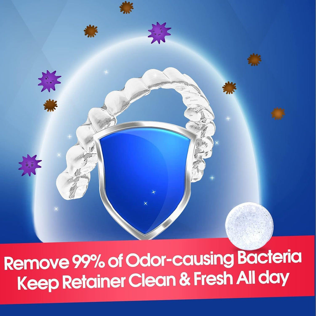 Buy now Retainer & Denture Cleaner Tablets - 4 Months Supply (120 pcs) Dental Retainers for Aligner - Mouth & Night Guards - False Teeth Whitening - Removes Odor & Plaque (120 Pcs) at indiglob india