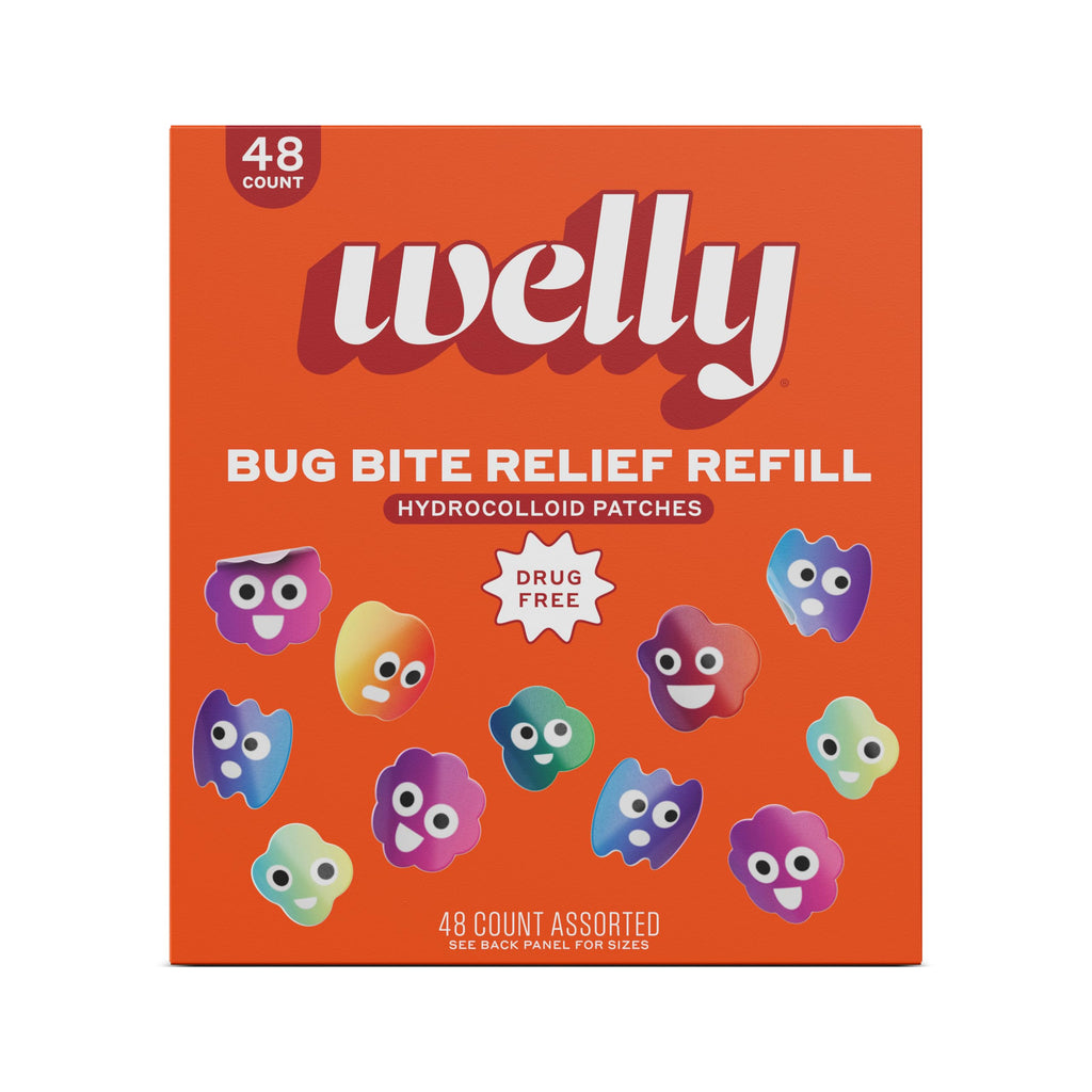 Welly Bug Bite Relief Patches Refill Carton | Drug-Free Hydrocolloid Calms Itching and Prevents Picking | 48 Count