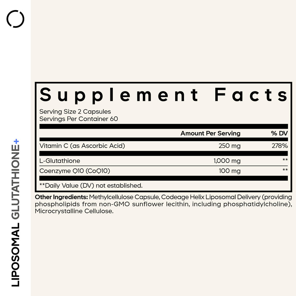 Codeage Liposomal Glutathione+, 1000mg, Vitamin C, CoQ10, 120 Capsules