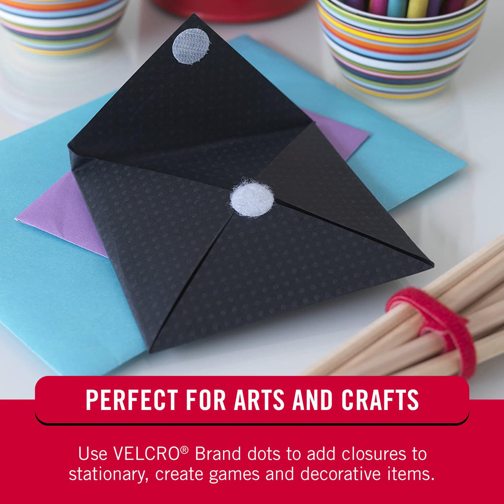VELCRO Brand Dots with Adhesive, White, Small 1/2 in Circles, 250 Pk