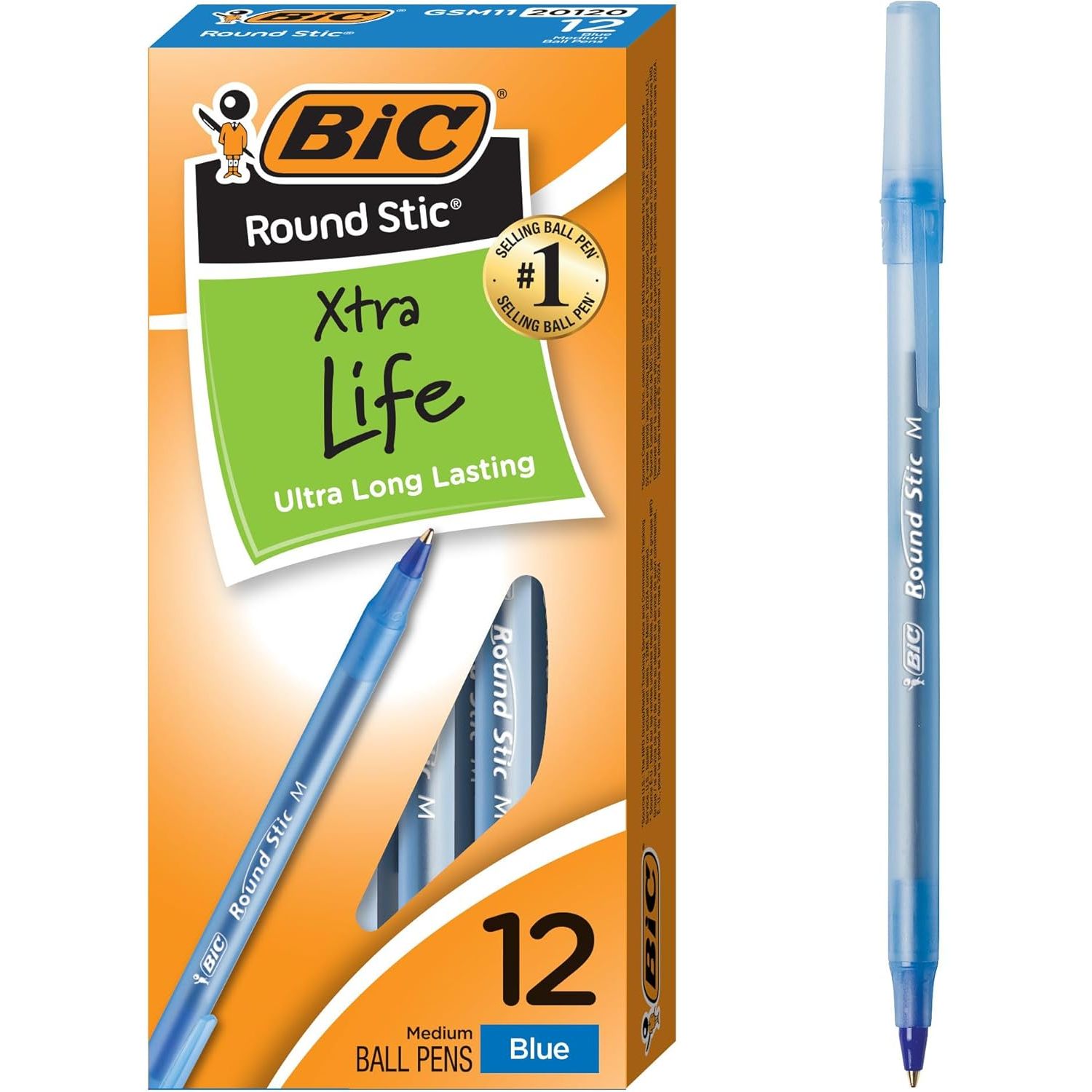 Buy now BIC Round Stic Xtra Life Ballpoint Pen, Ultra Long Lasting and Consistent Ink Flow, 60-Count in Black Ink 12 Count (Pack of 1) Blue Ink at indiglob india