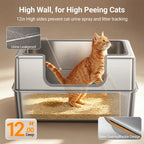 Non-Stick Entirely Stainless Steel Litter Box Splash-Proof & Leak-Proof