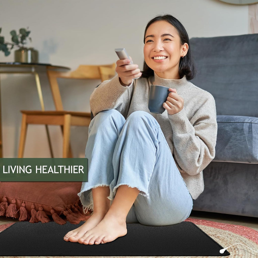 Buy now Reconnect to The Earth EMF Recovery Mat, 35.4x23.6 inches, Universal Grounding Sleep & Yoga Mat, Improves Energy, Sleep Assist, Helps with Anxiety - BLACK at indiglob india