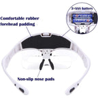Buy now Headband Magnifier Glasses LED Magnifying Loupe Head Mount Magnifier Handsâ€”Free Bracket and Headband are Interchangeable 5 Replaceable Lenses1.0X,1.5X,2.0X,2.5X,3.5X (Upgraded Version) at indiglob india