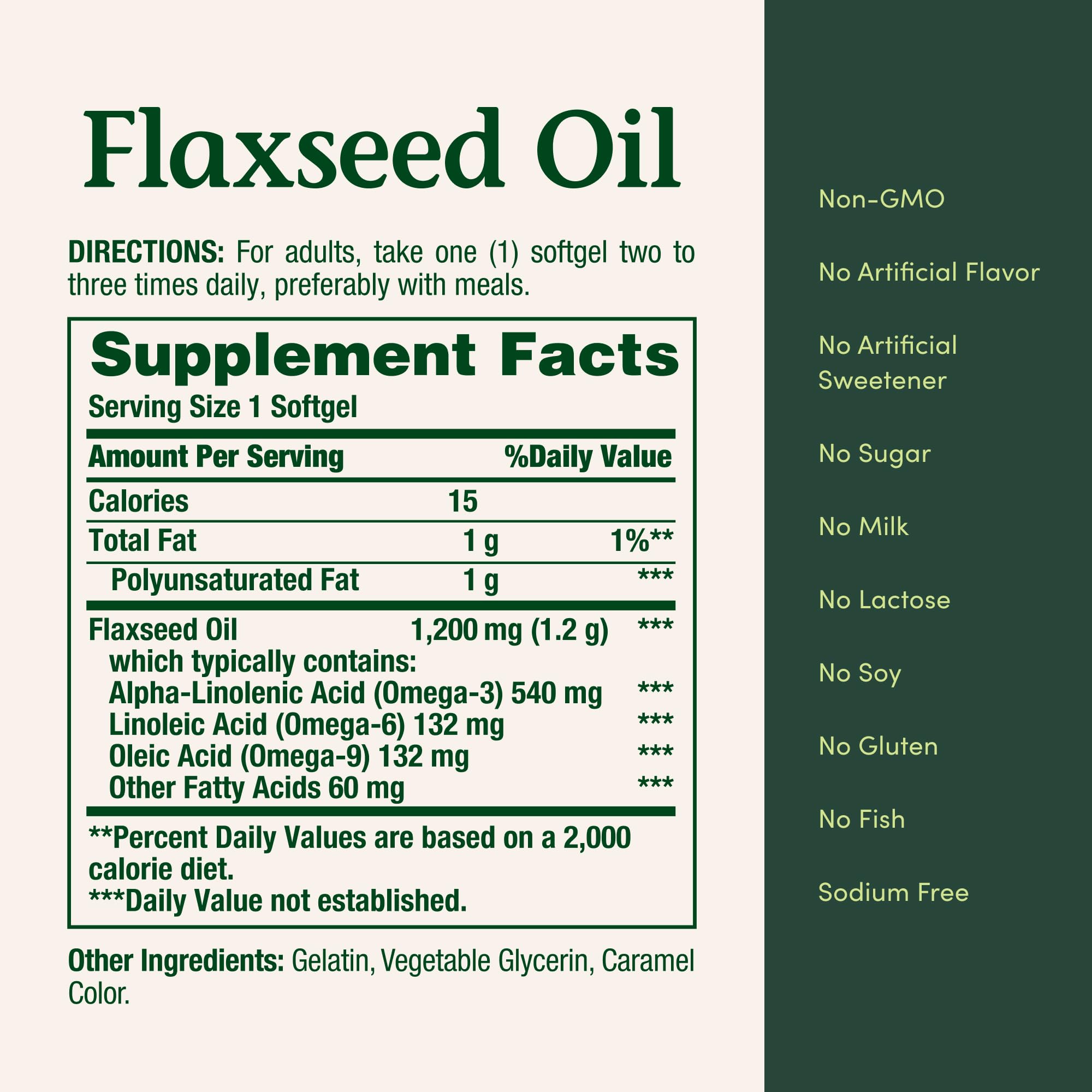Nature's Bounty Flaxseed and Omega 3, 1200mg, 125 Softgels | Supports Cardiovascular Health