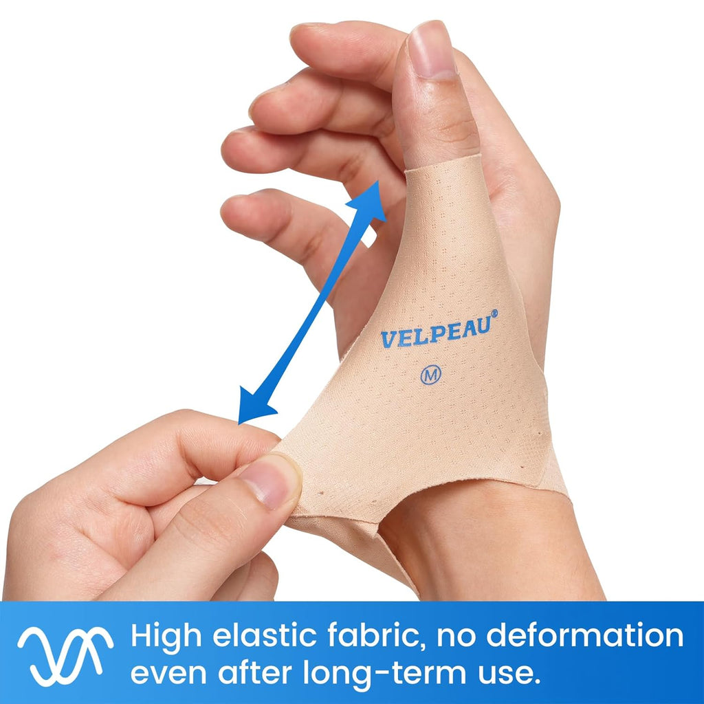 Buy now Velpeau Elastic Thumb Support Brace Liner (Pack of 2), Splashproof Thumb Wrist Compression Sleeve for Arthritis Pain, Tendonitis, Sprains, Sports, Fits Left & Right Hands (Khaki, Short Version, M) at indiglob india