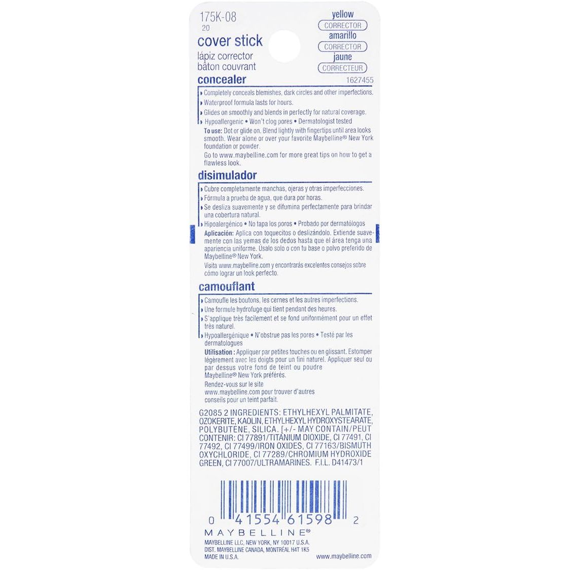 Buy now Maybelline New York Cover Stick Corrector Concealer, Yellow Corrects Dark Circles, 0.16 oz. at indiglob india