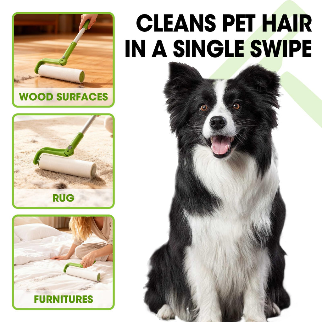 10 Inch Lint Roller Refills, 6 Rolls 300 Sheets Large Lint Rollers for Pet Hair Extra Sticky, Easily Remove Carpets, Clothes, Couch and Curtains Dust (Not Include Lint Roller Handle)