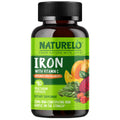 NATURELO Vegan Iron Supplement with Vitamin C & Organic Whole Foods, 90 Ct | Gentle Iron Capsules for Women & Men with this Mineral Deficiency - Including Pregnancy, Anemia and Vegan Diets