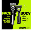 Gillette Labs Body + Intimate Razor For Men, Handle + 4 Blade Refills, Travel Cover