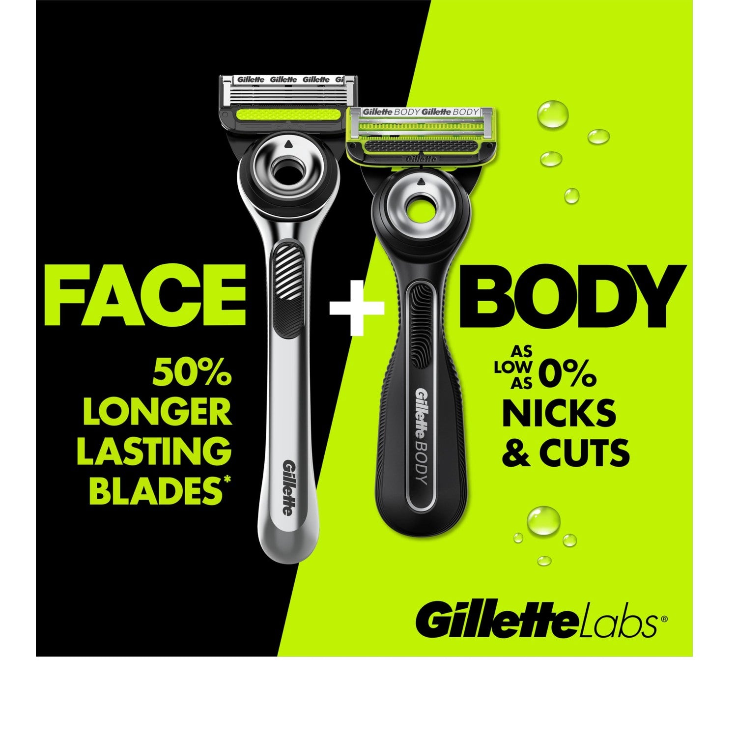 Gillette Labs Body + Intimate Razor For Men, Handle + 4 Blade Refills, Travel Cover