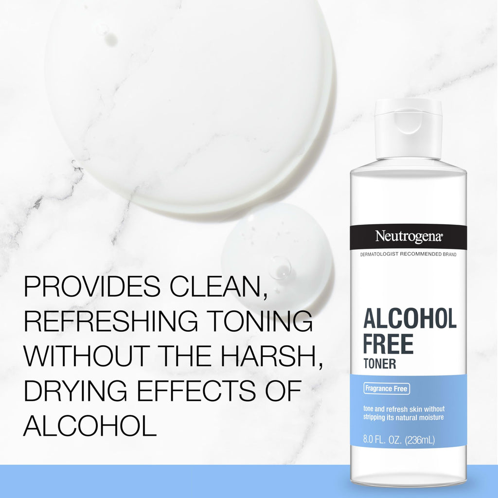 Neutrogena Alcohol-Free Gentle Daily Facial Toner, Fragrance-Free to Tone & Refresh Skin, Gently Removes Impurities & Reconditions Skin, Hypoallergenic, 8 fl. oz