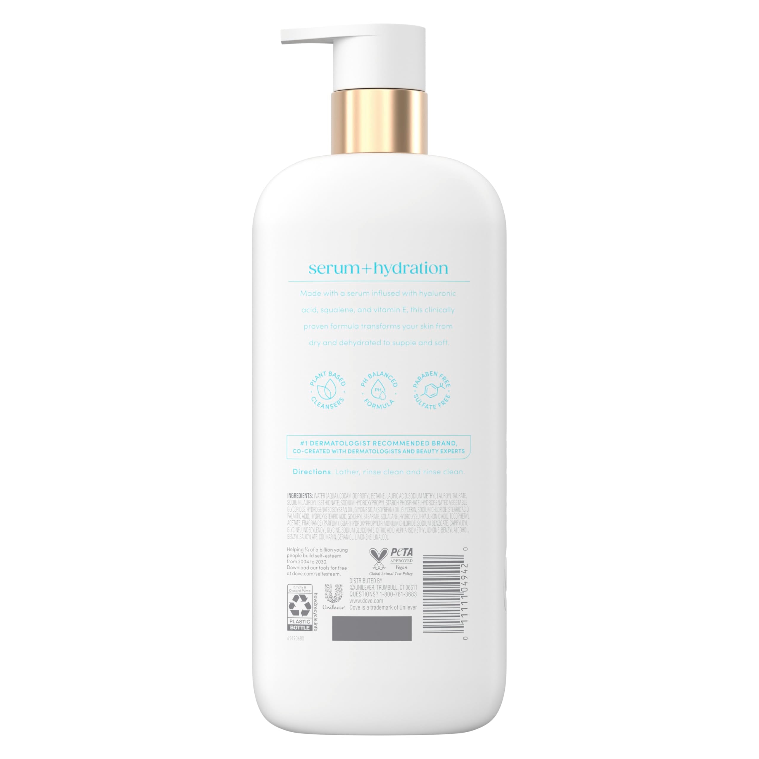 Dove Hydration Boost Serum Body Wash with Hyaluronic Acid, 18.5 oz | Serum-infused moisturizing body wash with 6% hydration serum and hyaluronic acid for dry, dehydrated skin