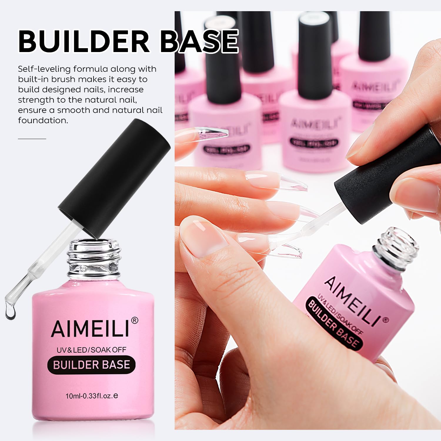 Buy now AIMEILI Builder Base Clear Sheer Color Gel, Hema Free, Cruelty Free, Vegan, No Need Slip Solution, Soak Off Gel Nail Polish 6pcs X 10ml - Kit Set 36 at indiglob india