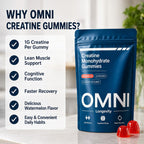 Creatine Monohydrate Gummies for Women & Men | Convenient & Easy to Take | Great Tasting Watermelon Flavor | 1g per Gummy, Low Sugar | 90 Count