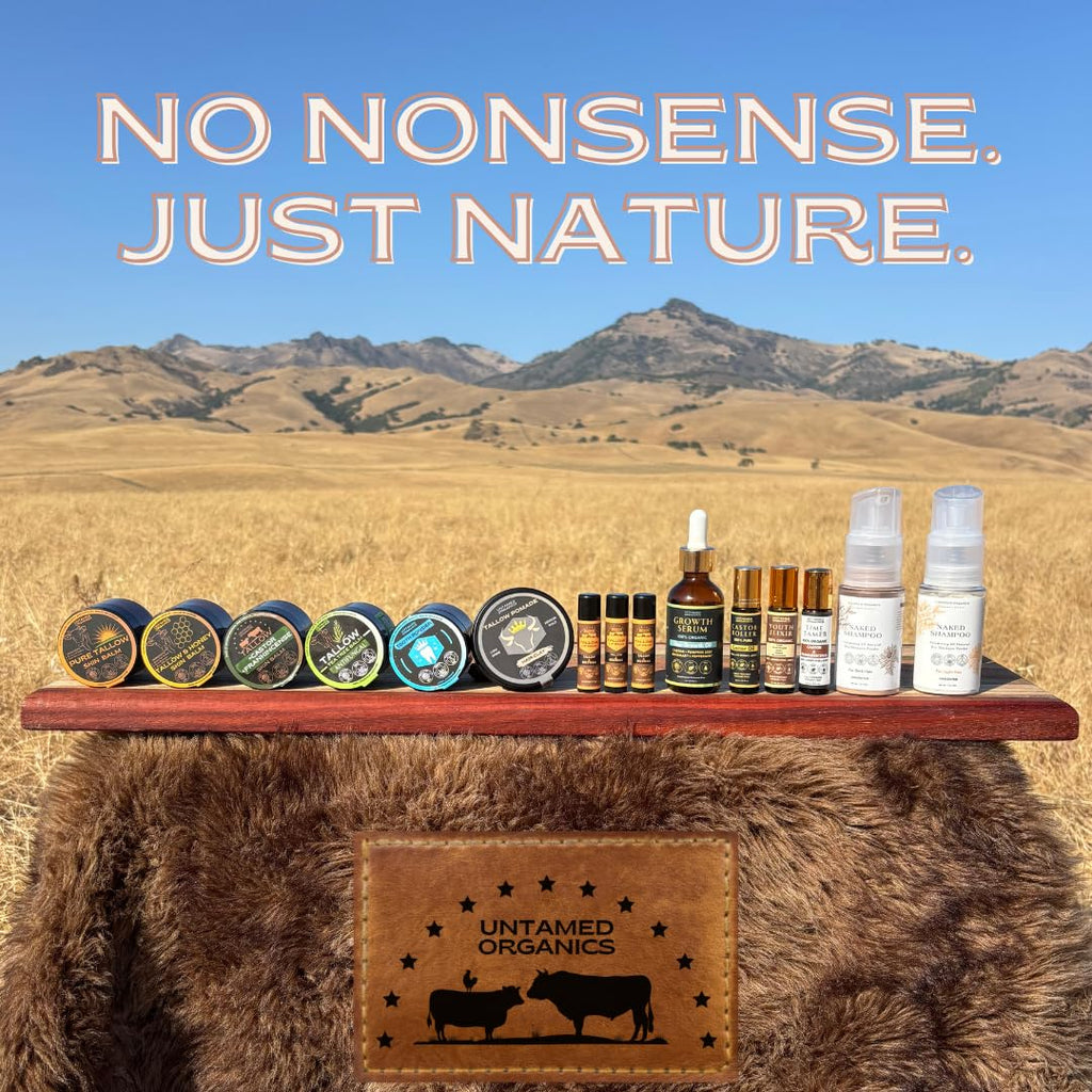 Untamed Organics Beef Tallow Balm for Skin & Face with Castor Oil & Frankincense - 100% Grass-Fed Tallow Face & Body Moisturizer for Dry Sensitive Skin - 2 oz