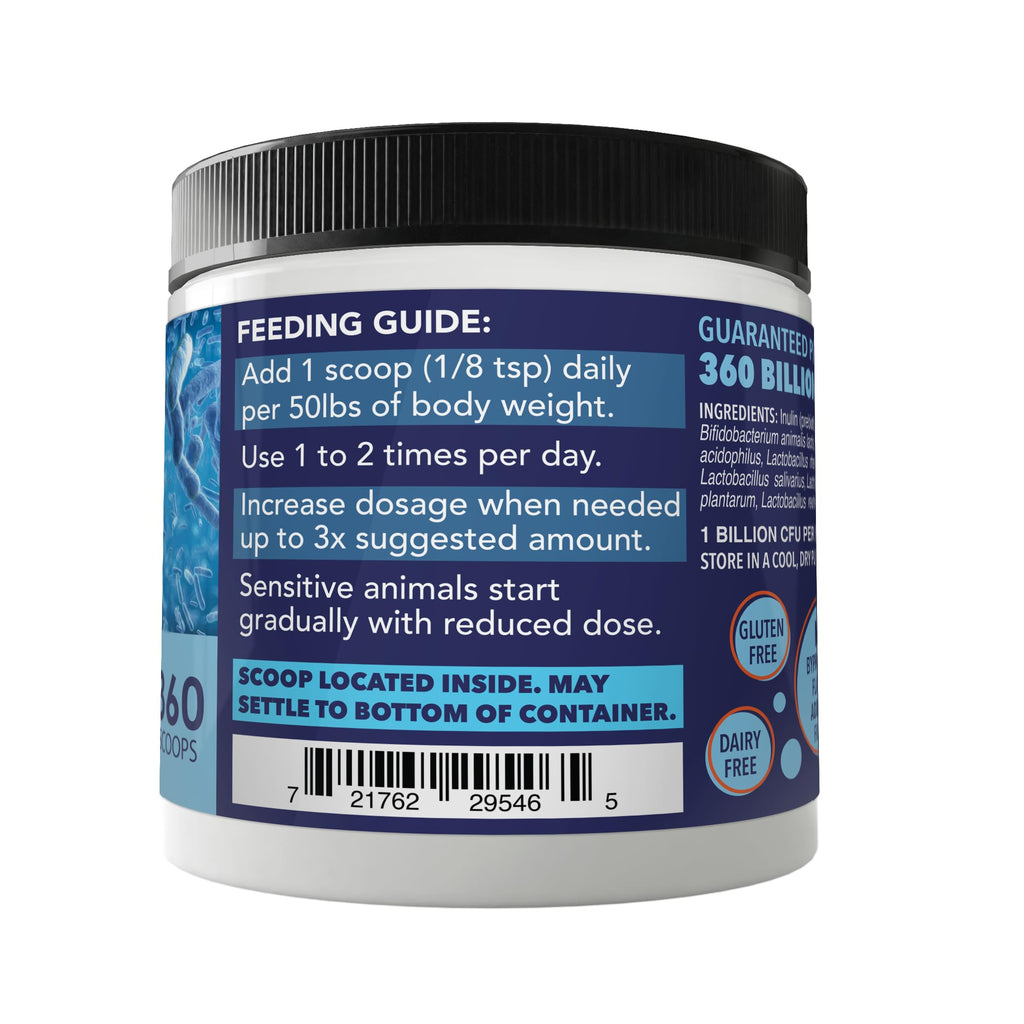 NUSENTIA Probiotics for Dogs -(360 Scoops)-Probiotic Miracle -Advanced, Species Specific Probiotics and Prebiotics to Stop Diarrhea, Loose Stool, and Yeast-Plus Immune Support