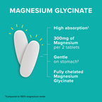 Qunol Magnesium Glycinate Tablets 300mg, 100% Chelated, Gluten-Free, 150ct | Support Nerve, Bone & Muscle Health, Cognitive Performance, Healthy Stress Response, Restful Sleep; Vegetarian, Non-GMO