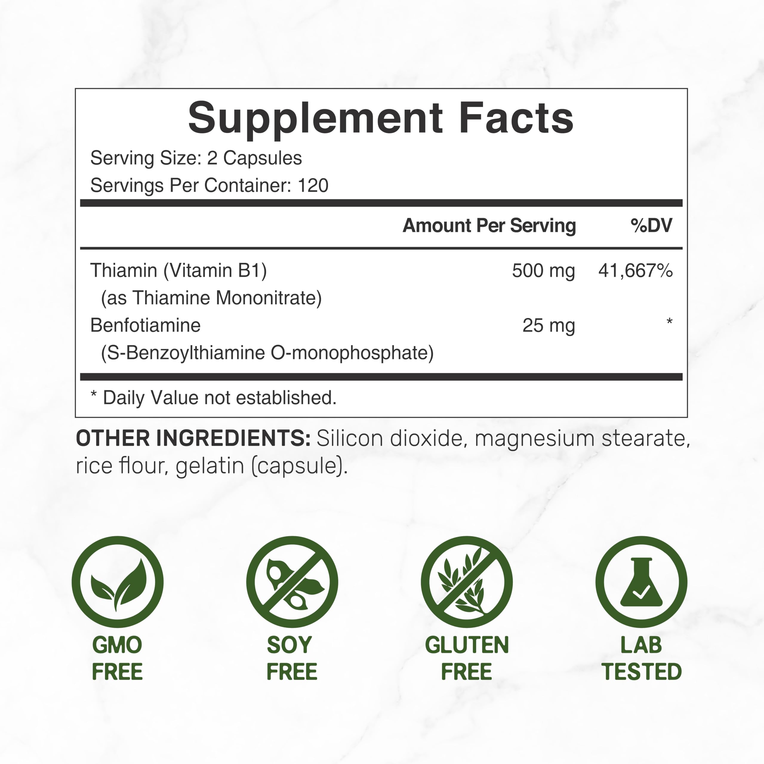 DEAL SUPPLEMENT Vitamin B1 500mg with Benfotiamine, 240 Capsules – 2 in 1 Enhanced Formula – Fat & Water Soluble Thiamine B1 Supplement – Third Party Tested, Non-GMO, No Gluten