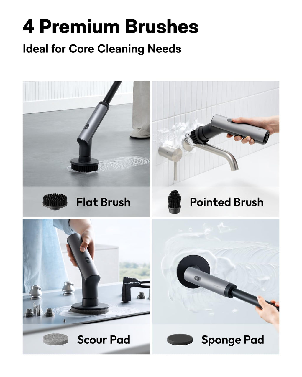 HOTO Swift™ Easycare Cordless Electric Spin Scrubber, for Bathroom, Tile