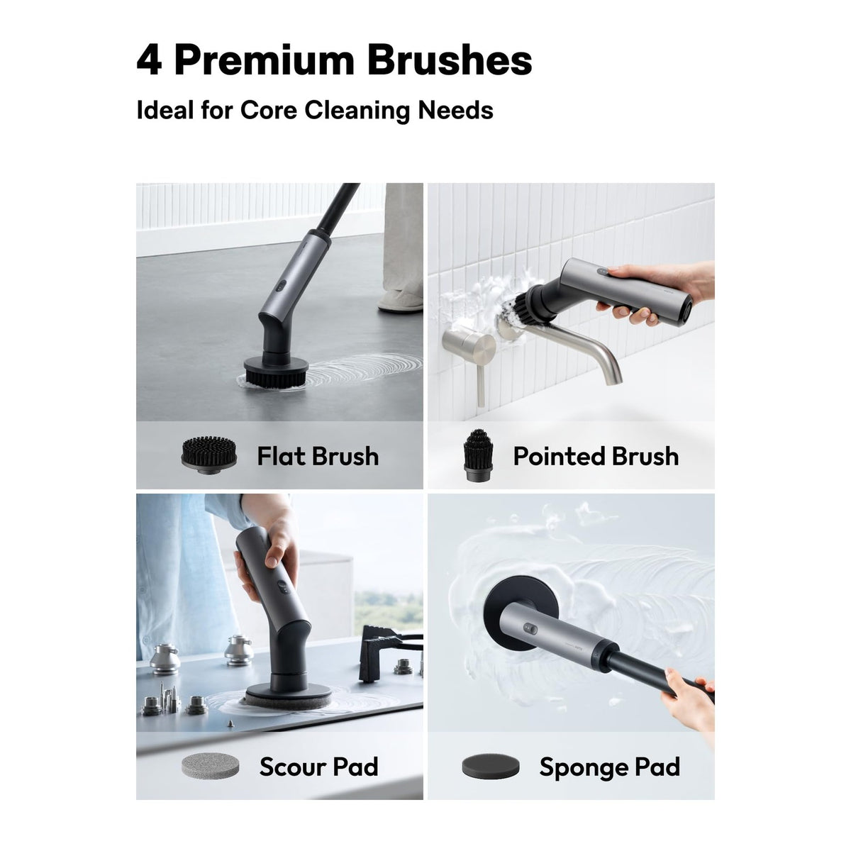 HOTO Swift™ Easycare Cordless Electric Spin Scrubber, for Bathroom, Tile