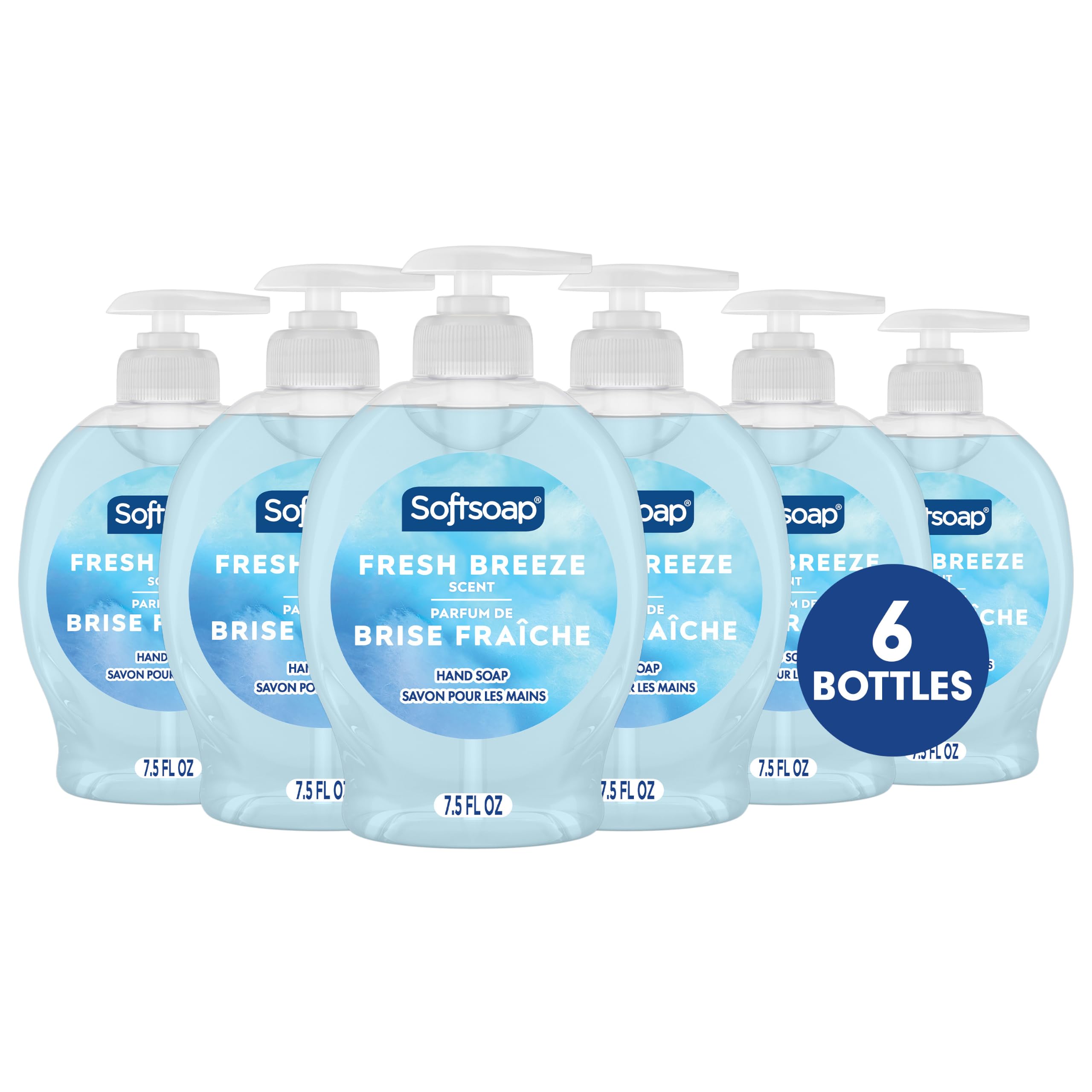 Softsoap Liquid Hand Soap, Fresh Breeze - 7.5 Fl Oz (Pack of 6) | Paraben-Free, Phthalate-Free, Washes Away Germs, Bathroom Hand Soap, Kitchen Hand Soap, Daily Handwashing, Gentle on Hands