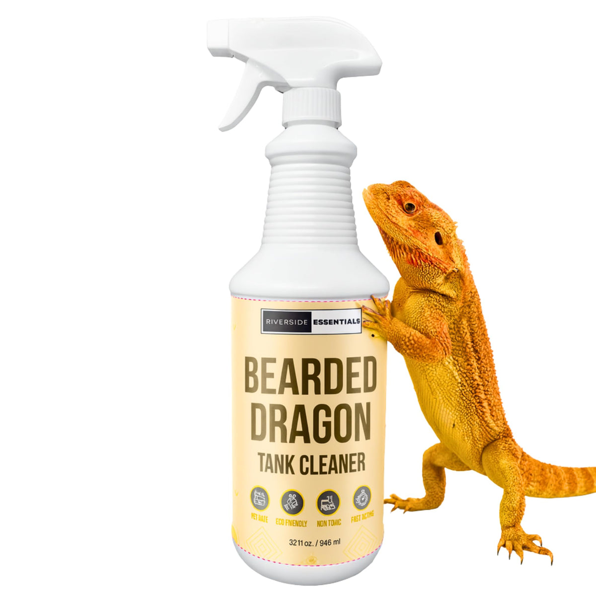 Bearded Dragon Tank Cleaner Spray, 32oz – Non-Toxic, No-Rinse, Made in USA