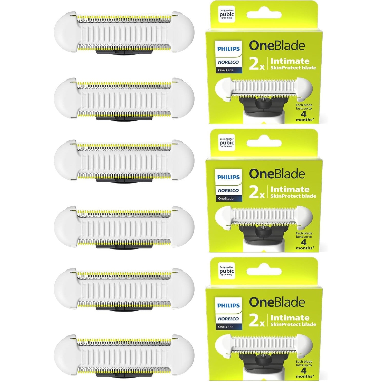 Philips Norelco OneBlade Skin Protect Replacement Blades, 2 Count | Genuine SkinProtect Blades, Designed for Intimate Pubic Grooming, Stainless Steel, Blades Last Up to 8 Months, QP229/80