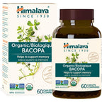 Buy now Himalaya Bacopa Monnieri Nootropic Herbal Supplement, Supports Calm, Memory, Cognition, USDA Certified Organic, Non-GMO, 750 mg, 60 Plant-Based Caplets, 60 Day Supply at indiglob india